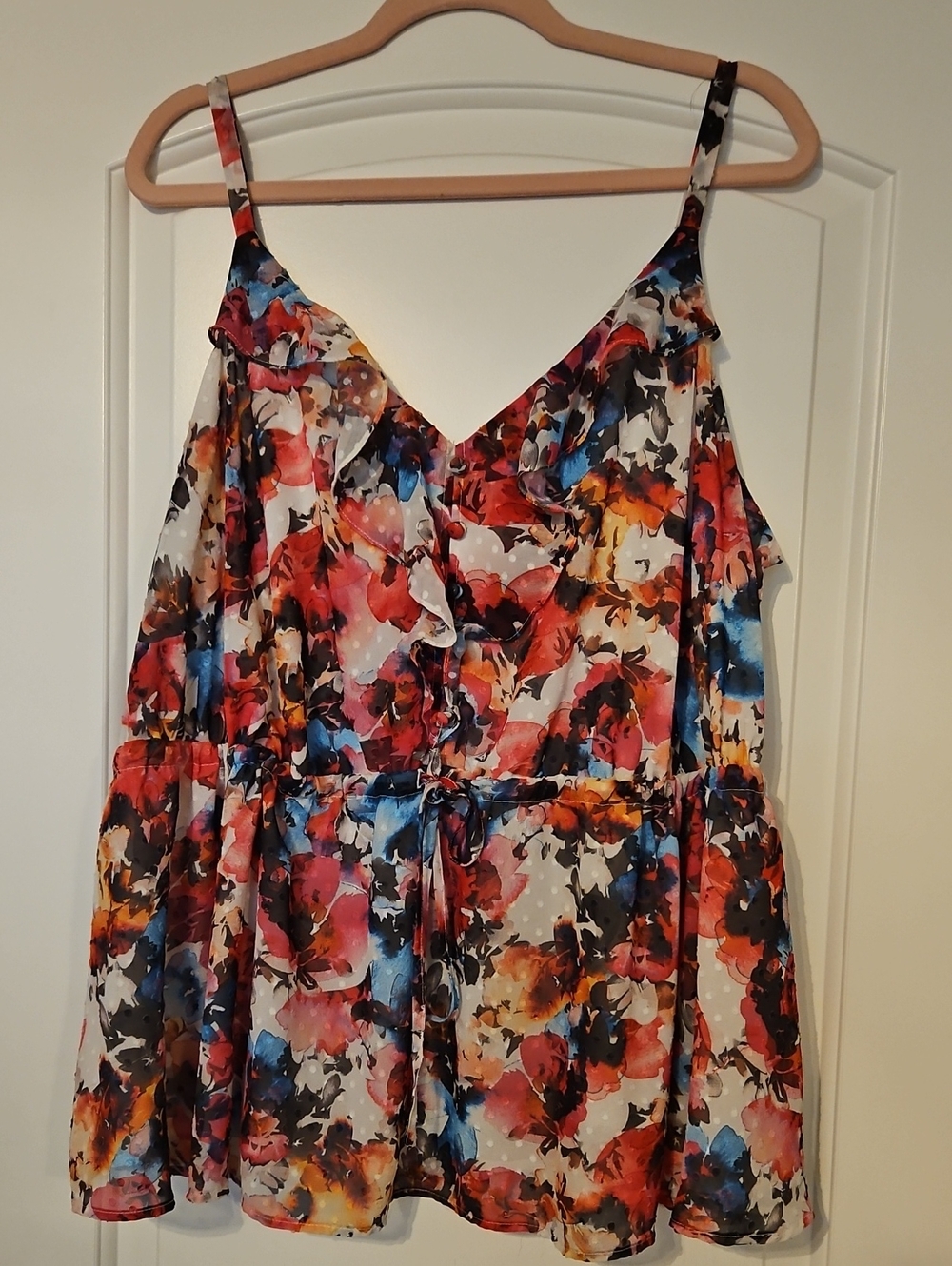 torrid Multicolor Floral Watercolor Ruffle Cami